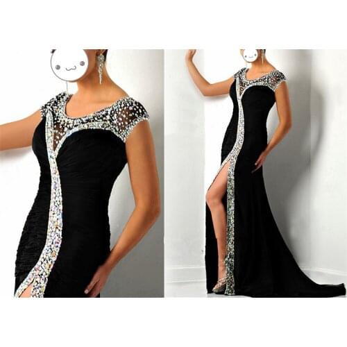 O Neck crystal White Sexy Dresses Women Split Night Club Wear Party Autumn short Sleeve Elegant Evening Shirt Dress Black Maxi