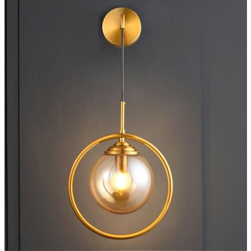 Modern Gold Glass Wall Lamp Vintage Led Wall Sconce Light Fixtures Industrial Decor Home Lighting Bedroom Bathroom Mirror Lights