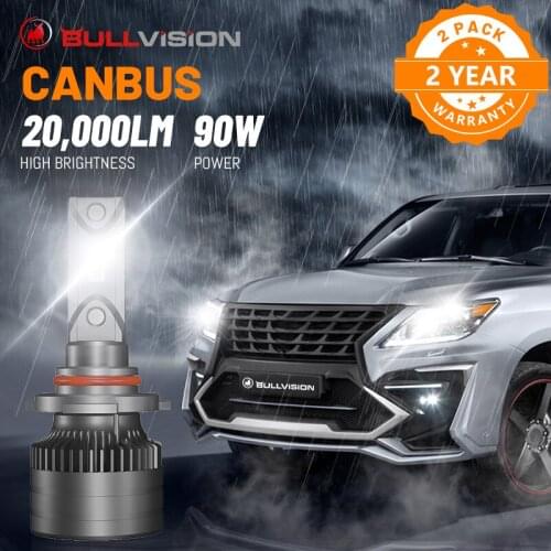 Bullvision 9006 HB4 LED Headlight Bulbs 20000LM CSP Chips H7 H4 H11 H8 H9 9005 HB3 90W 6000K White Auto Lights Canbus No Error