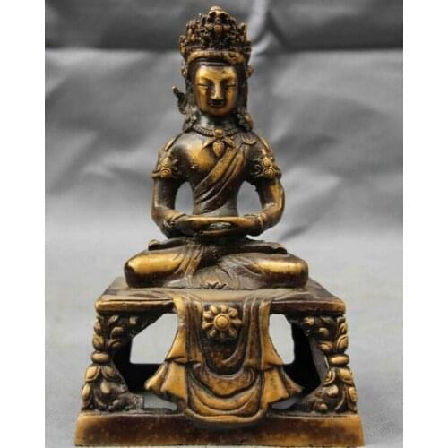 Tibet Buddhism Temple Copper Bronze GuanYin Kwan-yin Boddhisattva Goddess Statue