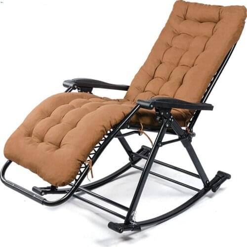 Comfortable Relax Rocking Chair Folding Lounge Chair Relax Chair with Cotton Fabric Cushion Nap Recliner 250kg Bearing