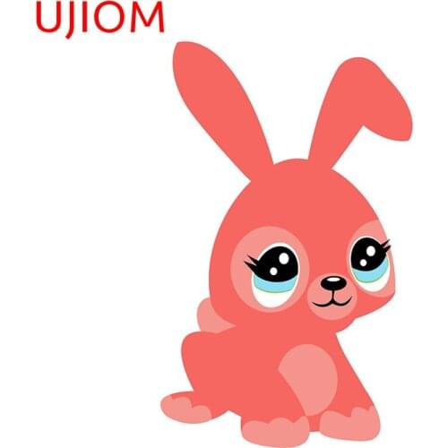 UJIOM Cute Pink Rabbit Sticker Lovely Animals Wallsticker Home Decoration Wallpaper Kids Bedroom Wall Decor PVC Wallposter