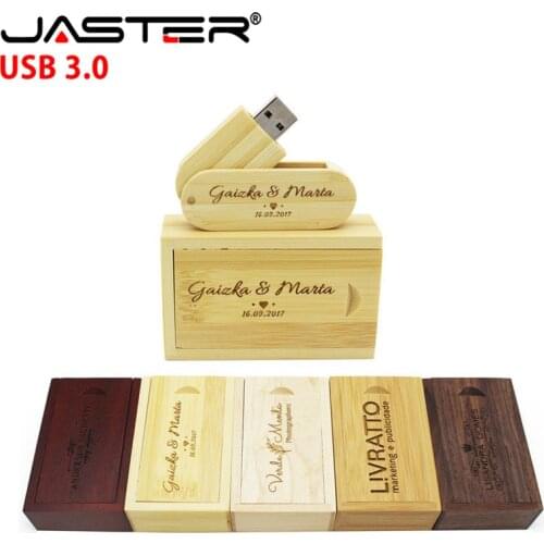 JASTER USB 3.0 Wooden USB + gift box USB Flash Drive 8GB 16G 32GB Memory stick LOGO customized for photography wedding gifts