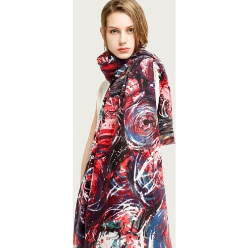 Bright Warm Scarf Women Digital Print Pattern Colorful Foulard Large Long Shawl Neck Scarf [6787]