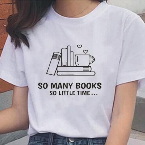 Funny Harajuku Shirt Tee Shirt Femme Reading Book Lover Short Sleeve T Shirt Women Tops Casual Plus Size T-shirts Camiseta Mujer