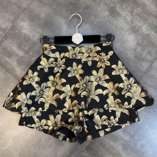 ZCSMLL 2021 summer autumn embroidery retro flower pattern A-line version fake two-piece noble temperament culottes tide