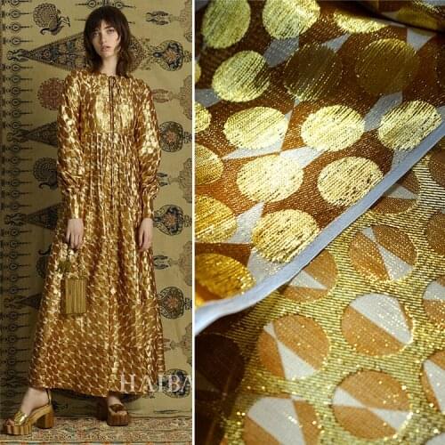 Golden Jade Circle Silk Bright Silk Gold Thread Jacquard Yarn-Dyed Mulberry Silk Blended Silk Fabric