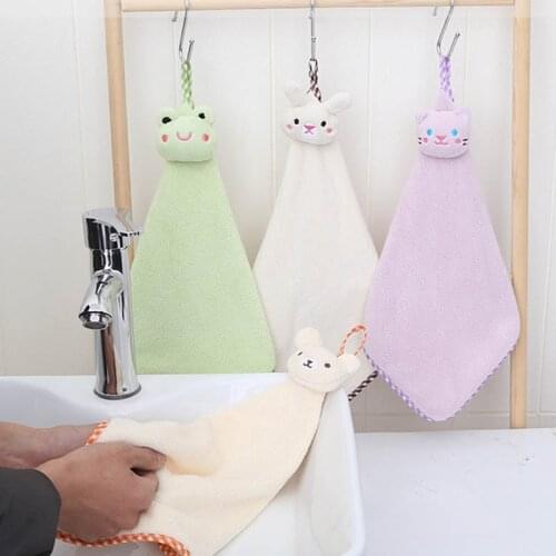 1Pcs 30*30cm Cute Hanging Towel Home Decoration Superfine Fiber Cartoon Bear Hand Towel Bathroom Supplies 4Colors