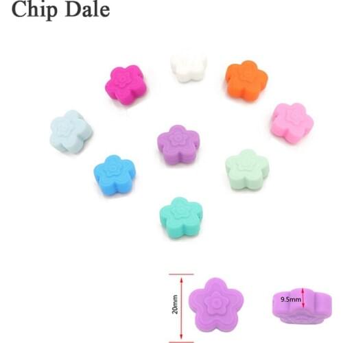 Chip Dale 10Pcs Flower Silicone Beads Food Grade Teething Accessories Silicone Teether Beads For Baby Necklaces Jewelry Making