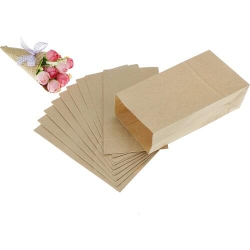 10pcs Brown Kraft Paper Bags Biscuits Packaging Wrapping Supplies for Party Wedding Favors Handmade Bread Cookies Gift