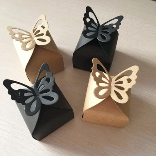 24PCS/Lot Retro Paper Candy Box Gift Box Kraft Butterfly Style Boxes and Wedding gift box