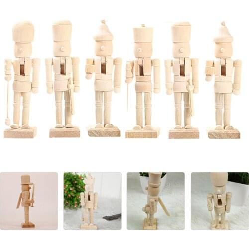 6Pcs Xmas Walnut Soldier Decor Christmas Wooden Nutcracker Soldier for Home