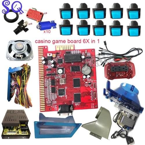 6X in 1 Casino Multi Game Board Jamma Kit for Gambling Machine Slot PCB Motherboard Coin Acceptor Hopper LED Button Win Sytem