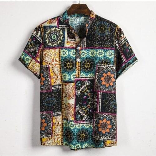 African Dashiki Print Dress Shirt Men Male Fashion Casual Streetwear Ethnic Club Sexy Short Sleeve Linen Summer Top Shirt Clothe