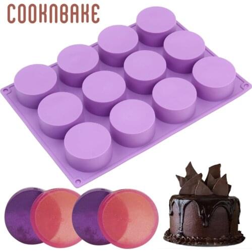 COOKNBAKE Cylinder Silicone Mould For Chocolate Covered Oreo Cookie 6 Hole Round Candy Jelly Biscuit Cake Decoration Baking Tool