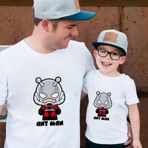 Fashion New Daddy And Me Father Son Family Matching T Shirt Short Sleeve Marvel Cartoon Superheros Printed Kids Children T-shirt