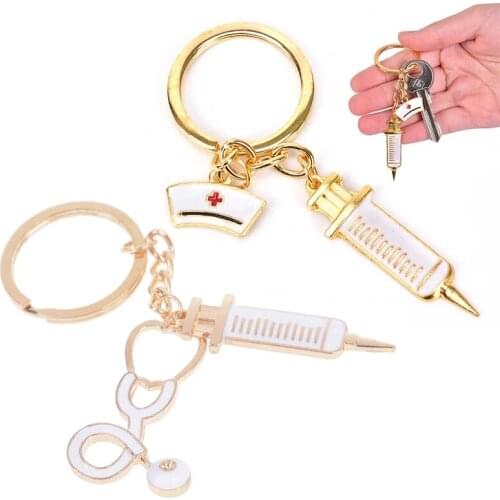 Doctor Medical Tools Stethoscope Syringe Pendant Key Chains Nurse Medical Students Gift Keychain Llaveros Gifts
