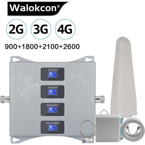 Europe 4-Band Signal Repeater 900 1800 2100 2600 MHz dual 4G Internet Of LTE 1800 2600MHz Booster Set 2g 3g 4g GSM DCS Amplifier