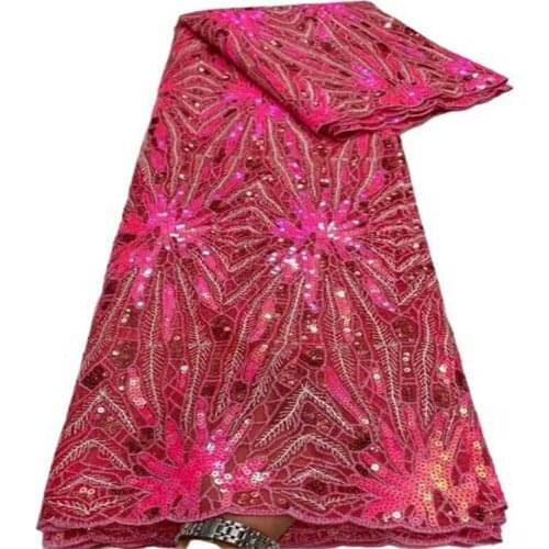 2021 Fuchsia Nigerian Net Mesh Tulle Lace Top Selling Sequins Lace Fabrics Nigerian Lace Fabrics For Dress Green