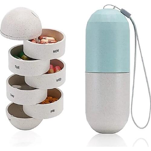 7 Days Pill Medicine Box Weekly Rotating Tablet Holder Storage Organizer Container Case Day Pill Container For Travel Waterproof