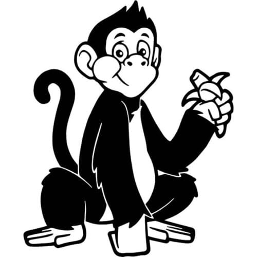 Creative Personality Monkey Eat Banana Car Sticker Pvc Cartoon Auto Trunk Decoration Accessories Waterproof Decal 16cm*13cm