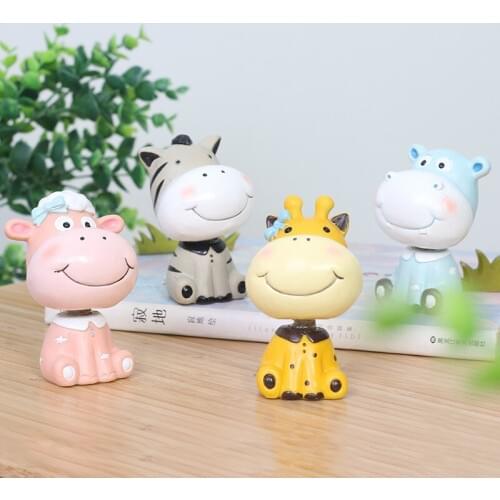 Cartoon creative car shaking head decoration animal modeling resin material office desktop ornaments bedroom cake decoration