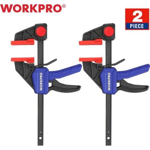 WORKPRO 2PC Wood Clamp Set 6-Inch/150mm Quick Release and One-Handed Heavy-Duty Bar Tool Clamp Spreader for Woodworking