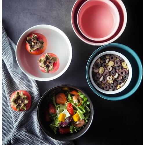 Nordic Simple 6 Inch Matte Glaze Bowl Ceramic Surface Bowl Fahai Bowl Fruit Salad Bowl Ins Net Red Tableware