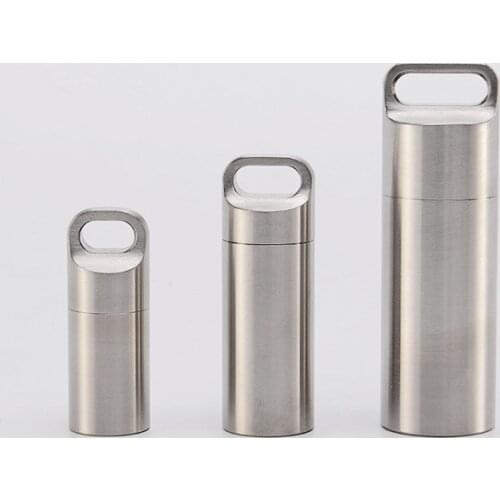 1pcs New 2020 Mini Waterproof Capsule Seal Bottle Stainless Steel Outdoor Survival Pill Box Container Capsule Pill Bottle Tank