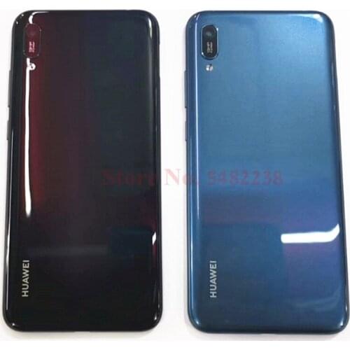 Original Back Battery cover For Huawei Y9 Pro 2019 Rear Housing door back cover case with camera lens Power Power Side Buttons