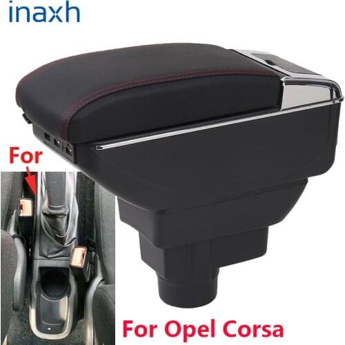 For Opel Corsa Armrest For Opel Corsa D Car armrest box interior storage box Retrofit parts With USB LED lights