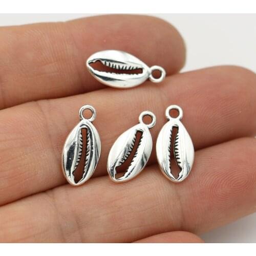 JAKONGO Antique Silver Plated Shell Charms for Jewelry Making Earrings Findings Bracelet Accessories 17x9mm 10pcs/lot