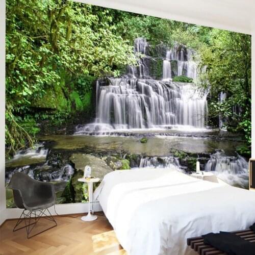 Custom 3D Wall Mural Waterfalls Forest Nature Landscape Photo Wallpaper Living Room Bedroom Background Wall Painting Home Decor
