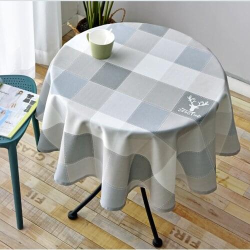 Simple Round Table Cloth Printing Plaid Tablecloths Plant Pastoral Restaurant Banquet Table Cover Party Tablecloth