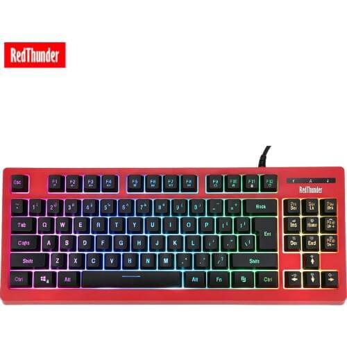 RedThunder K870 RGB Backlit Computer Wired Keyboard 87 Keys Teclado USB Powered for Desktop Laptop Gaming and Typing