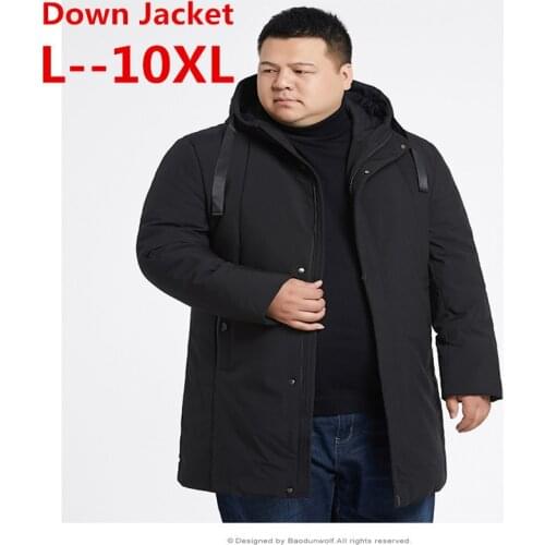 Plus size 10XL 8XL 6XL new winter Long down jacket hooded outwear thicken outwear windproof windbreaker big size