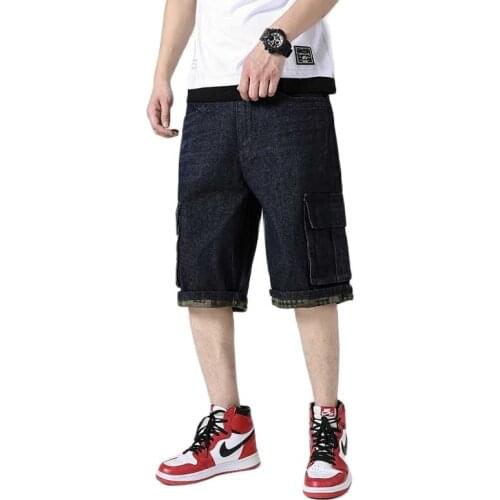 Summer Hip Hop Harem Jeans Shorts Men Casual Denim Cargo Shorts Straight Loose Baggy Boardshorts Beach Shorts Man Clothes