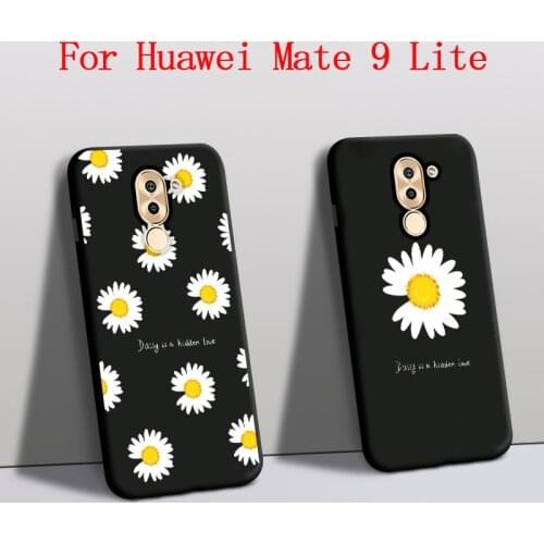 For Huawei mate 9 lite case Silicone Protector Rose Daisy Flowers phone cover For Huawei mate 9 lite back Cover Black fundas