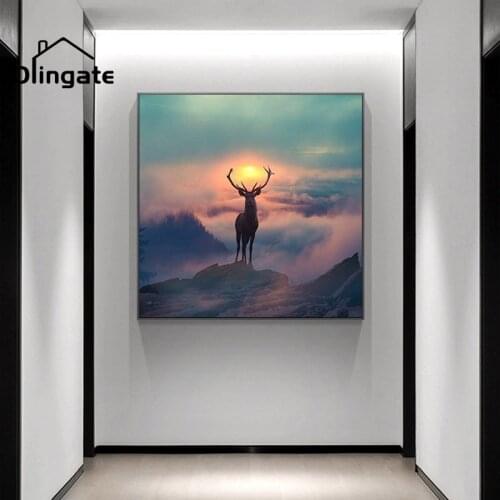 Modern Animal Landscape Wall Picture Nordic Style Forest Elf Deer Canvas Painting One Piece Wall Poster Home Living Room Decor