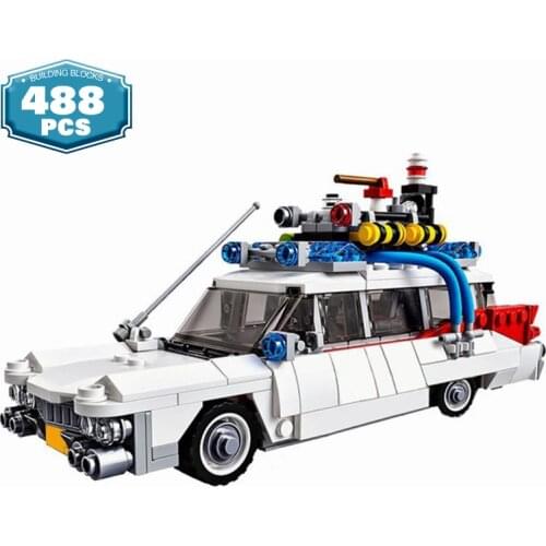 Technical Cars City Ghostbusters Ecto-1 Model Building Blocks Creators MOC Movie Vehicle Bricks DIY Education Toys For Children