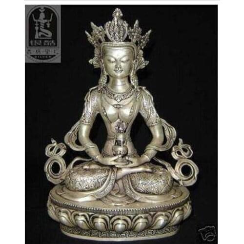 Decoration factory outlets white Copper Silver Collectibles Exquisite Tibetan silver statue of Medicine Buddha