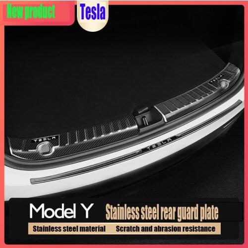 Carbon fiber pattern black titanium silver titanium suitable for 2021 Tesla model y modified trunk threshold strip