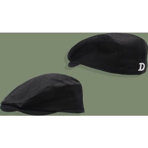 Japanese Retro Newsboy Cap British Three-dimensional Letter Embroidery Forward Cap Is Good with Beret Hat Mens Women Trend