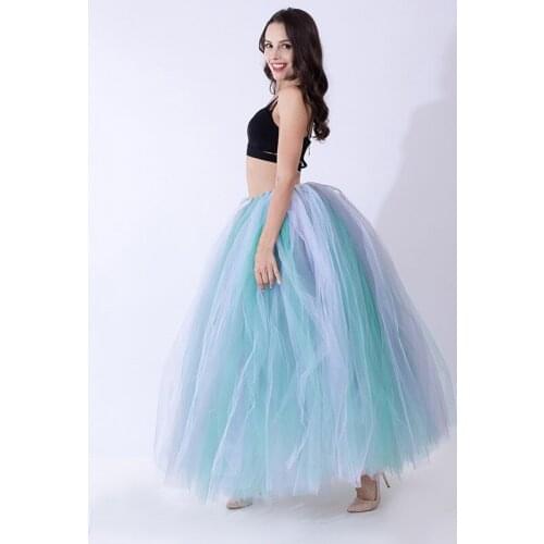 Funny DIY Handmade Sewing Tulle Skirt for Women Girls Princess Multi-Layer Length 100cm Long Tulle Maxi Skirts Moda Faldas Mujer