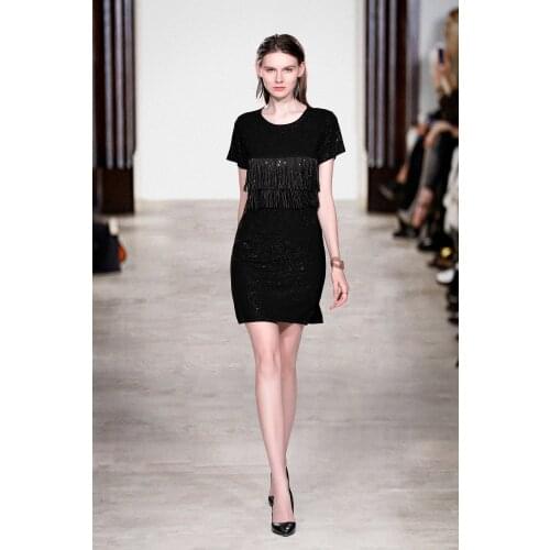 Women Summer Dresses Office Lady A-LINE Cascading Ruffle O-Neck Women Dresses Knee-Length 2021 New Women Elegant Solid Dresses