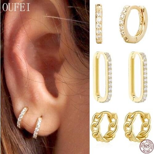 100% 925 Sterling Silver Hoop Small Earrings Simple Hoop Crystal Women Earrings Jewelry Delicate Round Lovely Tanabata Gift