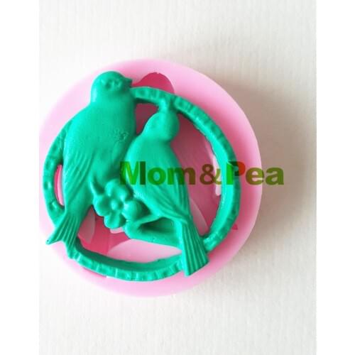 Mom&Pea 1248 Free Shipping Happy Birds Silicone Mold Cake Decoration Fondant Cake 3D Mold Food Grade
