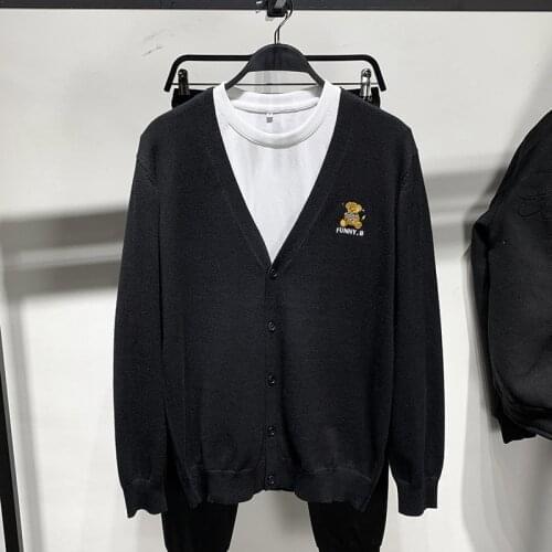 2020 Cashmere Cardigan Men Fashion V-neck Mens Sweater Knitted Long Sleeve Sweater Casual Sweatercoats Outwear