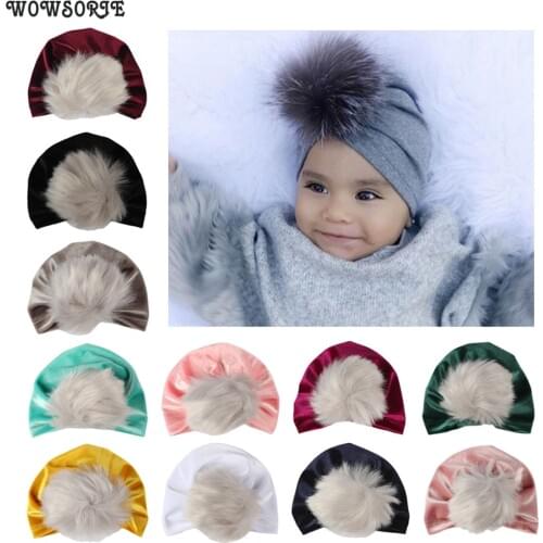 2021 baby caps Autumn Winter Baby Turban Hats Children Velvet Indian Hat Kid Beanie Pompom Bohemia Hat Warm newborn Girl Cap