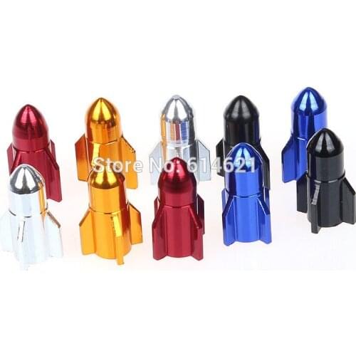 50pcs/lot rocket style bicycle tyre schrader vavle Cap MTB road bike Motorcycle Car wheel Valve Cap air nozzle valve Dust Cover